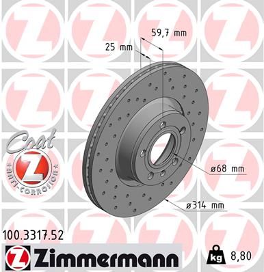 100331752 ZIMMERMANN Тормозной диск