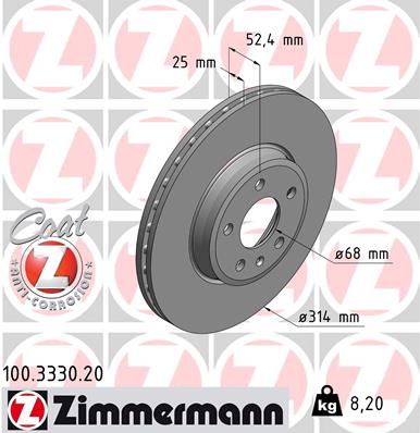 100333020 ZIMMERMANN Тормозной диск