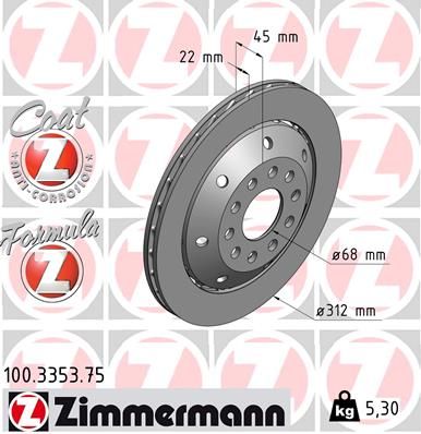 100335375 ZIMMERMANN Тормозной диск