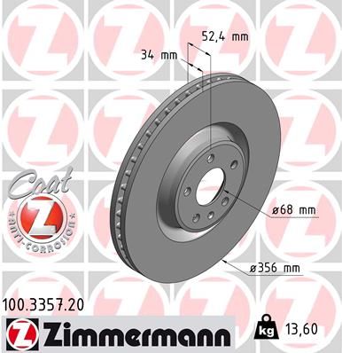 100335720 ZIMMERMANN Тормозной диск