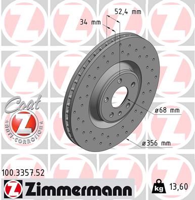 100335752 ZIMMERMANN Тормозной диск