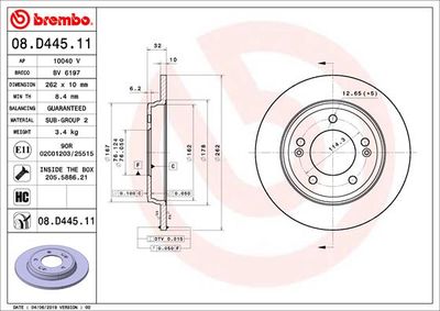 08D44511 BREMBO Тормозной диск