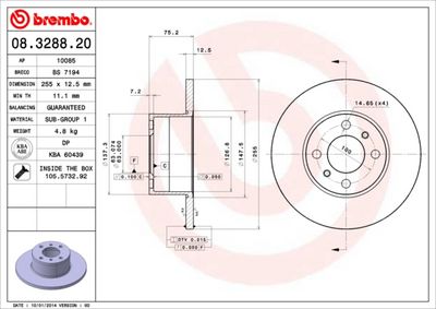 08328820 BREMBO Тормозной диск