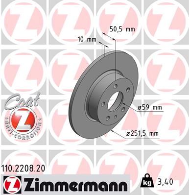 110220820 ZIMMERMANN Тормозной диск