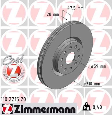 110221520 ZIMMERMANN Тормозной диск