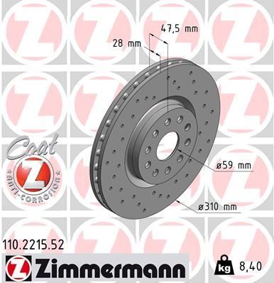 110221552 ZIMMERMANN Тормозной диск