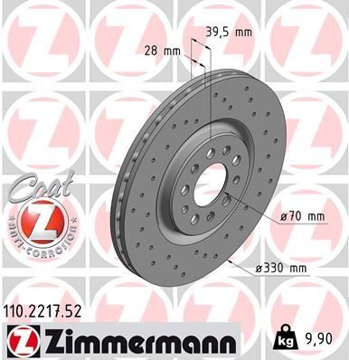 110221752 ZIMMERMANN Тормозной диск