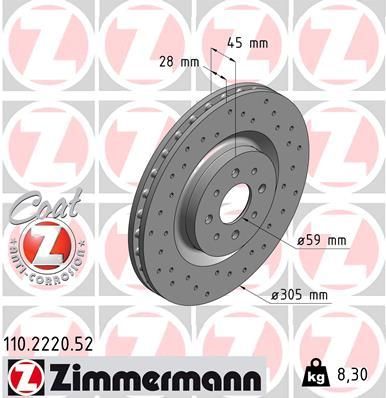 110222052 ZIMMERMANN Тормозной диск