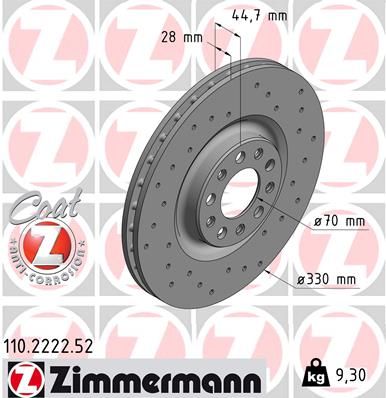 110222252 ZIMMERMANN Тормозной диск