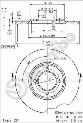 08226610 BREMBO Тормозной диск