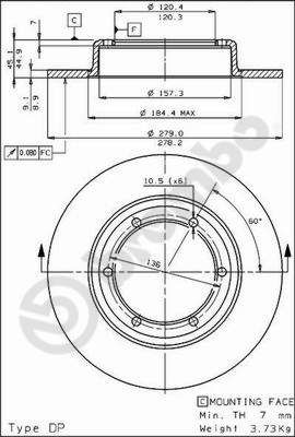 08303010 BREMBO Тормозной диск