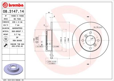 08314714 BREMBO Тормозной диск