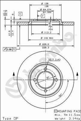 BS7498 BRECO Тормозной диск