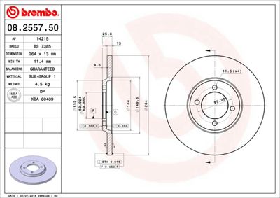 08255750 BREMBO Тормозной диск