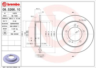 08526610 BREMBO Тормозной диск