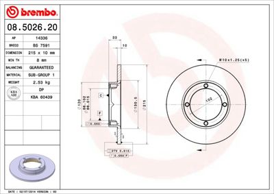 08502620 BREMBO Тормозной диск