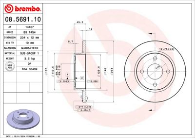 BS7454 BRECO Тормозной диск