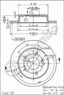 08544350 BREMBO Тормозной диск