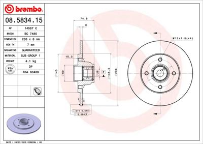 08583415 BREMBO Тормозной диск