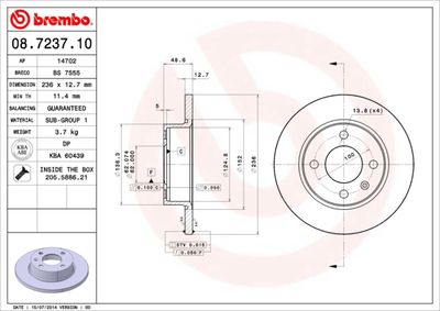 08723710 BREMBO Тормозной диск