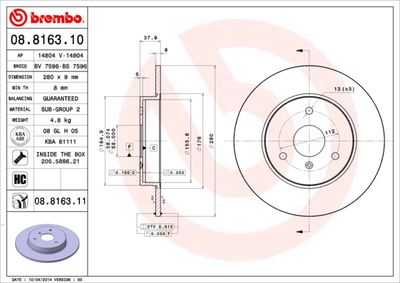 08816311 BREMBO Тормозной диск