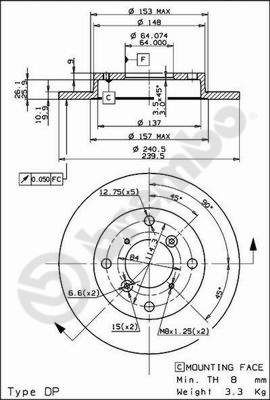 BS7615 BRECO Тормозной диск