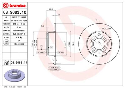 08908311 BREMBO Тормозной диск