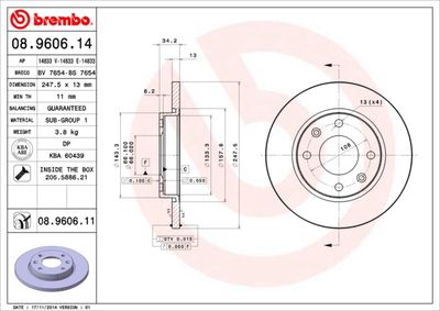 08960611 BREMBO Тормозной диск