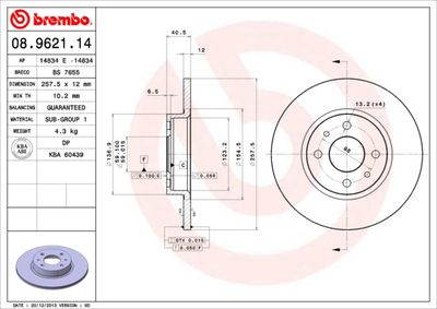 08962114 BREMBO Тормозной диск