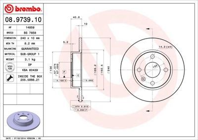 08973910 BREMBO Тормозной диск