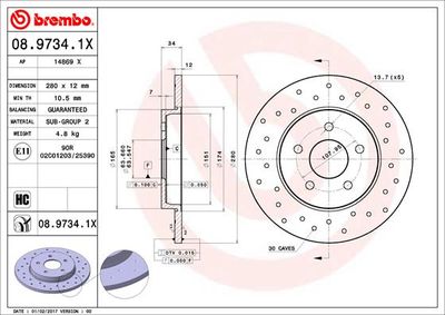 0897341X BREMBO Тормозной диск