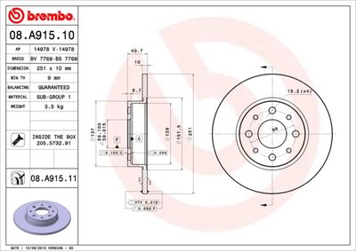 08A91510 BREMBO Тормозной диск