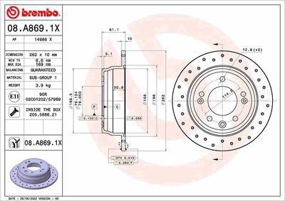 08A8691X BREMBO Тормозной диск