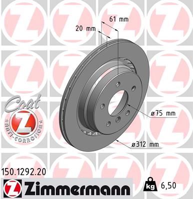 150129220 ZIMMERMANN Тормозной диск