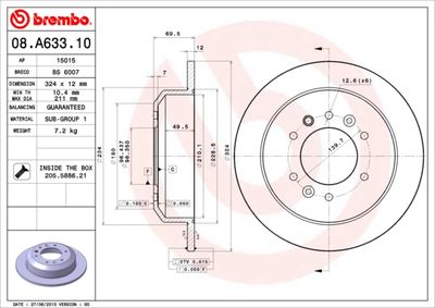 08A63310 BREMBO Тормозной диск