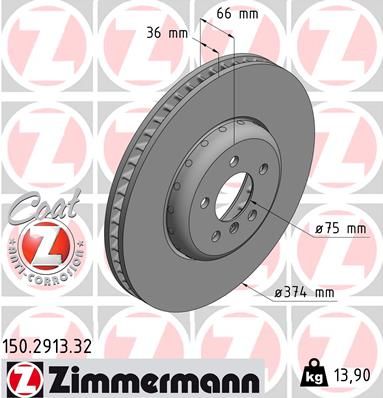 150291332 ZIMMERMANN Тормозной диск