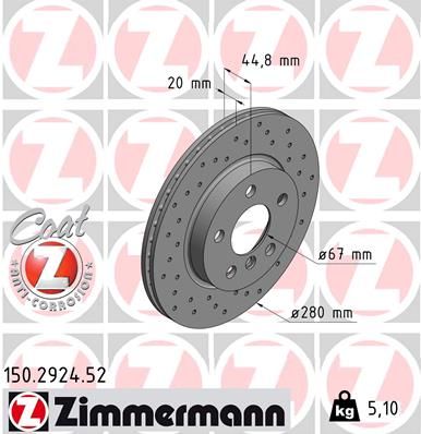 150292452 ZIMMERMANN Тормозной диск