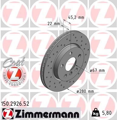 150292652 ZIMMERMANN Тормозной диск