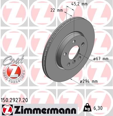 150292720 ZIMMERMANN Тормозной диск