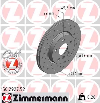 150292752 ZIMMERMANN Тормозной диск