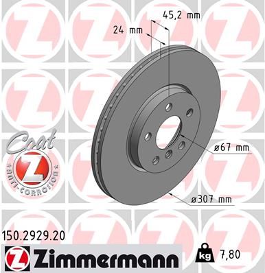 150292920 ZIMMERMANN Тормозной диск