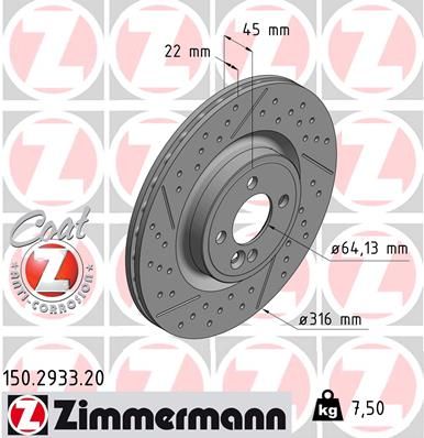 150293320 ZIMMERMANN Тормозной диск