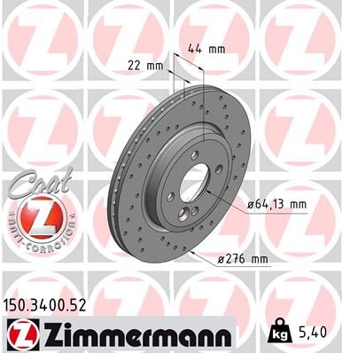 150340052 ZIMMERMANN Тормозной диск