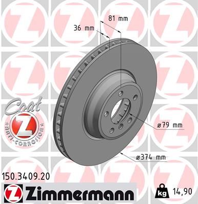 150340920 ZIMMERMANN Тормозной диск