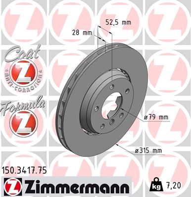 150341775 ZIMMERMANN Тормозной диск