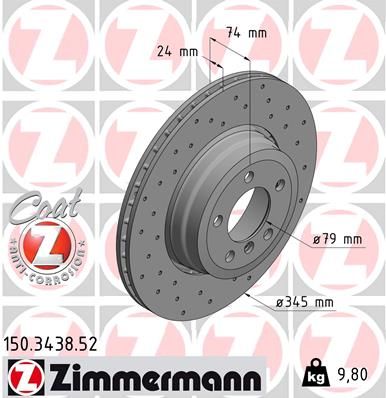 150343852 ZIMMERMANN Тормозной диск