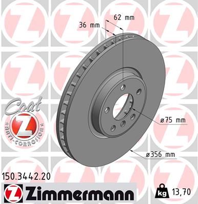 150344220 ZIMMERMANN Тормозной диск