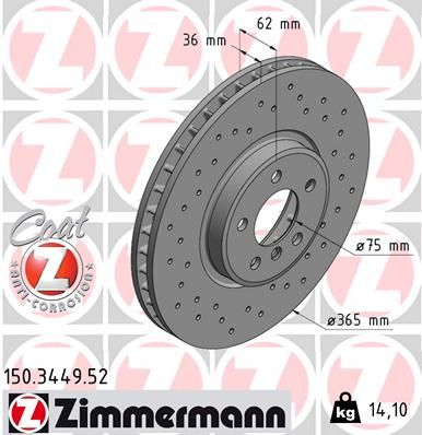 150344952 ZIMMERMANN Тормозной диск