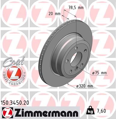 150345020 ZIMMERMANN Тормозной диск