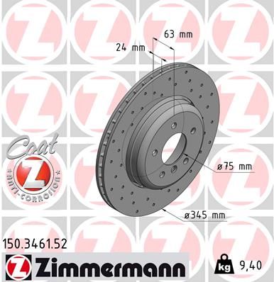 150346152 ZIMMERMANN Тормозной диск